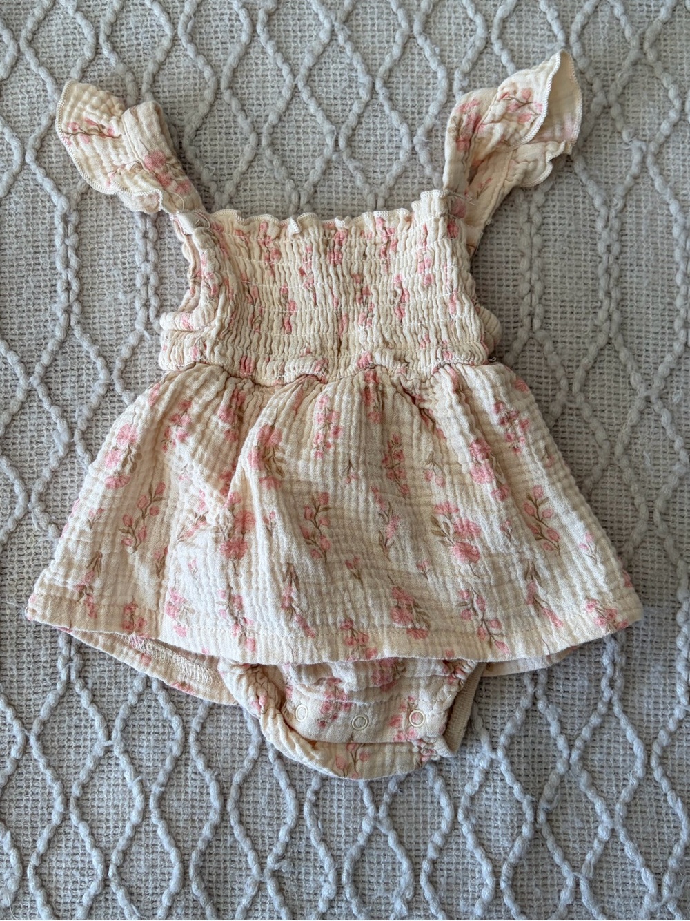 Baby Girls Cream Floral Smocked Dress